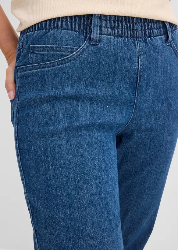 Jeans straight con cinta comoda, vita media (pacco da 2), bonprix