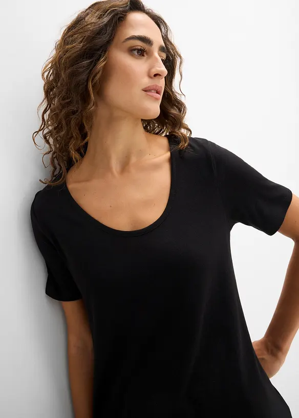 Maglia lunga asimmetrica in misto cotone e viscosa, bonprix