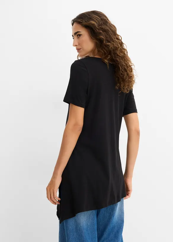 Maglia lunga asimmetrica in misto cotone e viscosa, bonprix