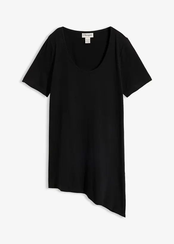 Maglia lunga asimmetrica in misto cotone e viscosa, bonprix