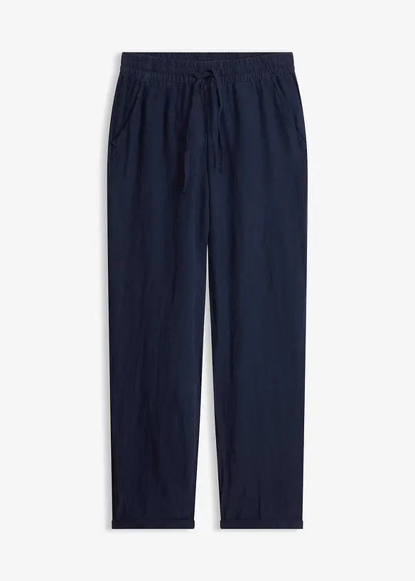 Pantaloni in misto lino con elastico in vita, bonprix