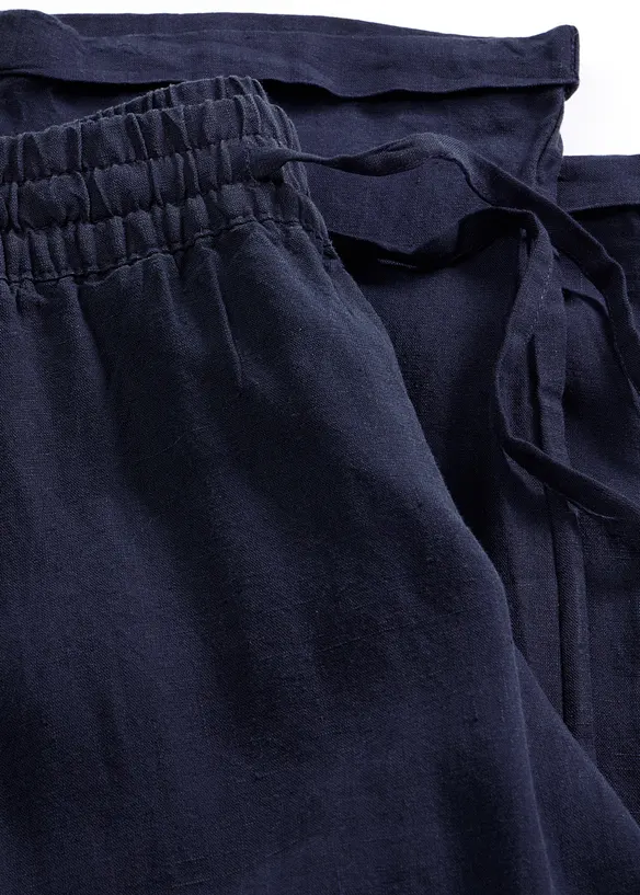 Pantaloni in misto lino con elastico in vita, bonprix