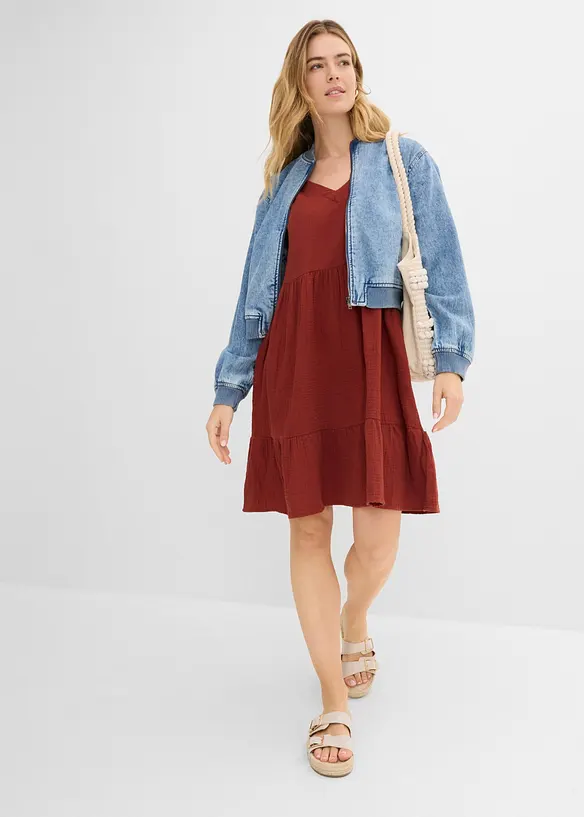 Abito oversize in mussola di cotone, bonprix