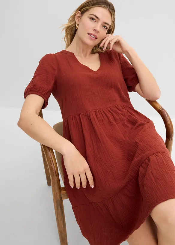 Abito oversize in mussola di cotone, bonprix