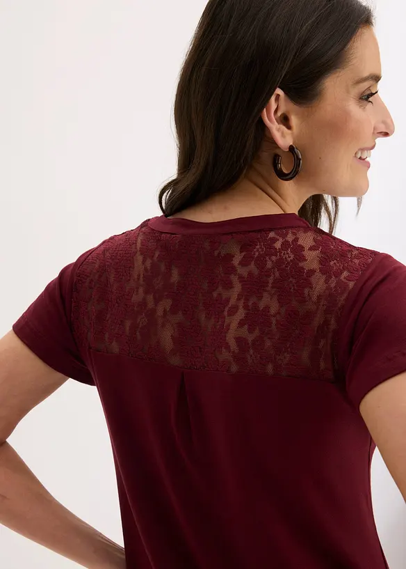 Maglia serafino in misto viscosa, bonprix