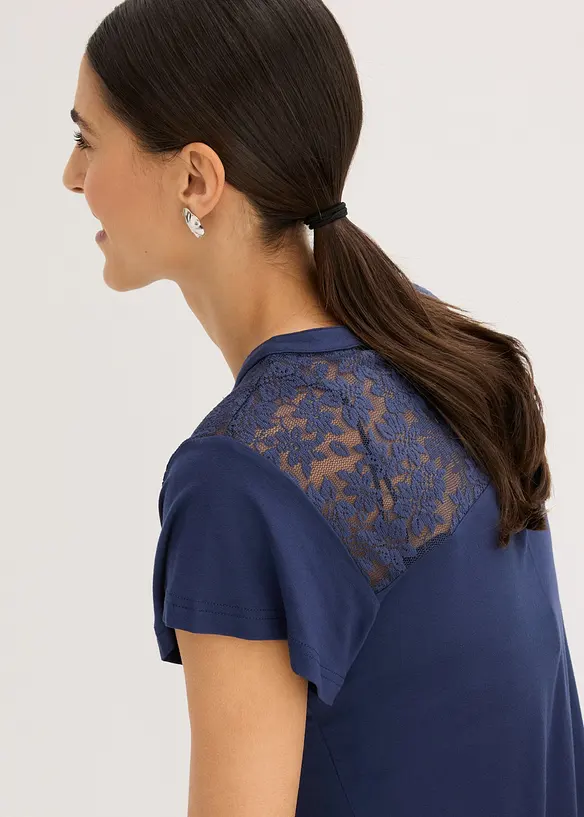 Maglia serafino in misto viscosa, bonprix