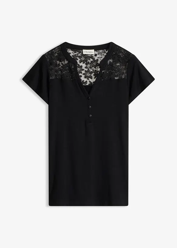 Maglia serafino in misto viscosa, bonprix