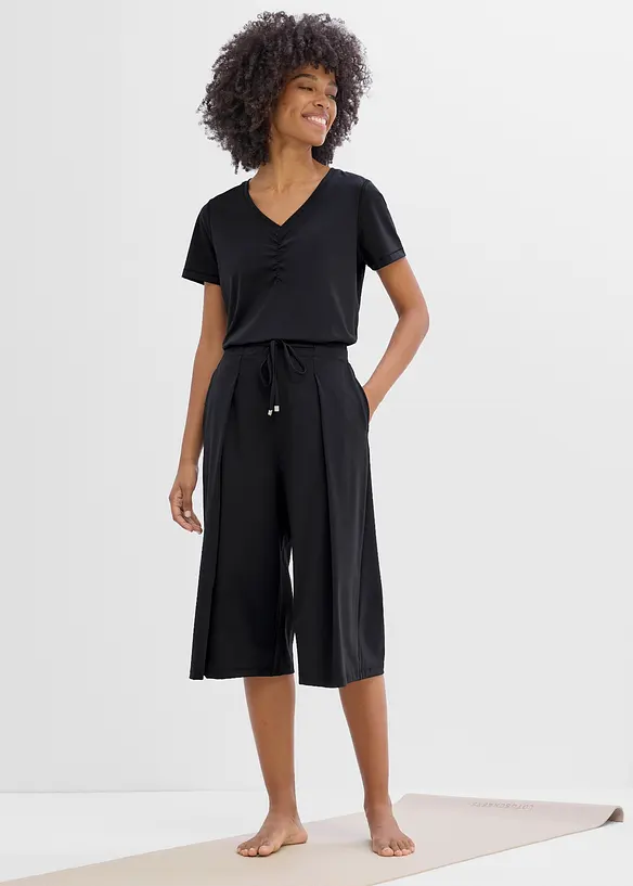 Pantaloni culotte sportivi ultraleggeri con pieghe, ad asciugatura rapida, bonprix