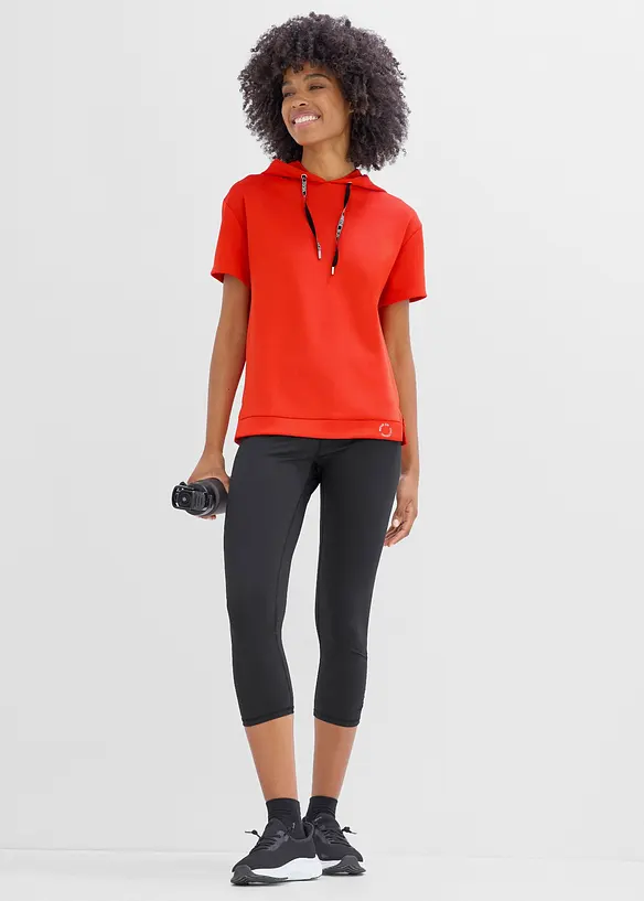 T-shirt per sport con cappuccio, asciugatura rapida, bonprix