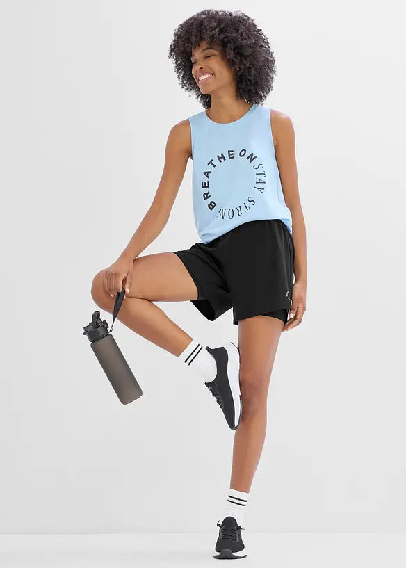 Pantaloni corti sportivi ultraleggeri 2 in 1, ad asciugatura rapida, bonprix