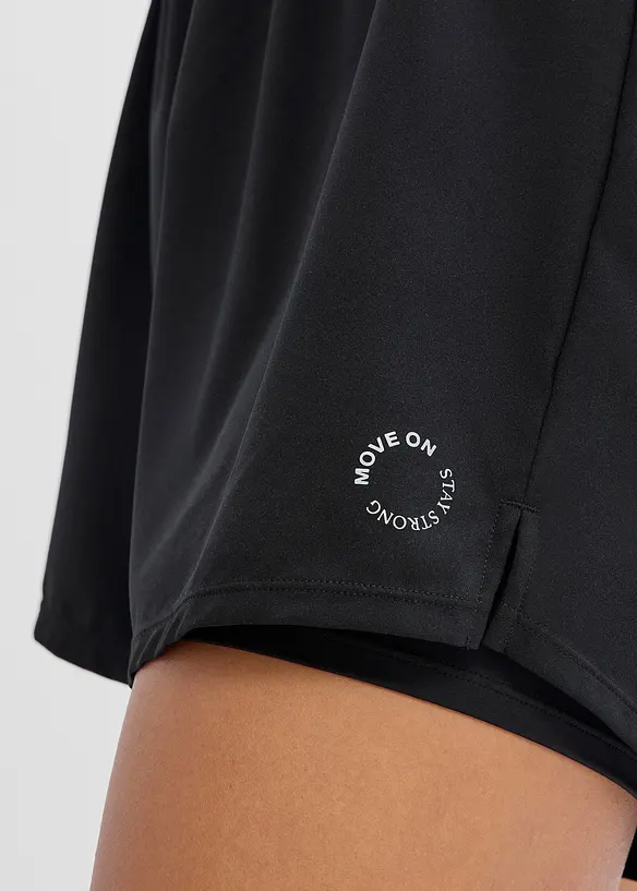 Pantaloni corti sportivi ultraleggeri 2 in 1, ad asciugatura rapida, bonprix