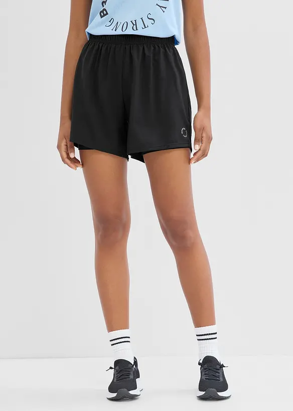 Pantaloni corti sportivi ultraleggeri 2 in 1, ad asciugatura rapida, bonprix