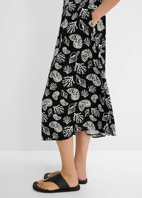 Abito midi in misto viscosa con fantasia allover, bonprix