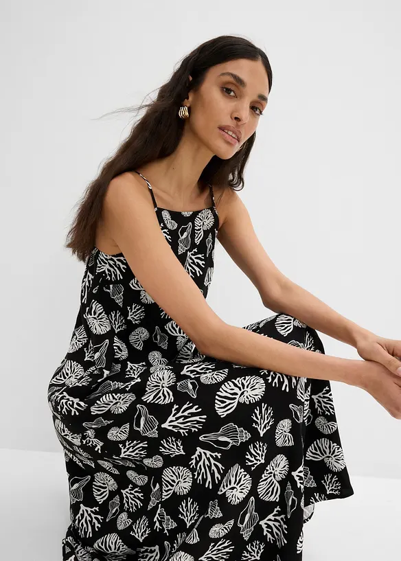 Abito midi in misto viscosa con fantasia allover, bonprix