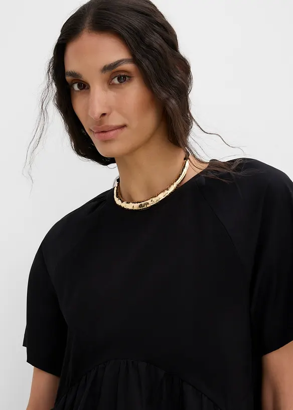 Abito midi in puro cotone con mix di materiali, bonprix