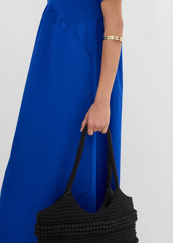 Abito midi in puro cotone con mix di materiali, bonprix
