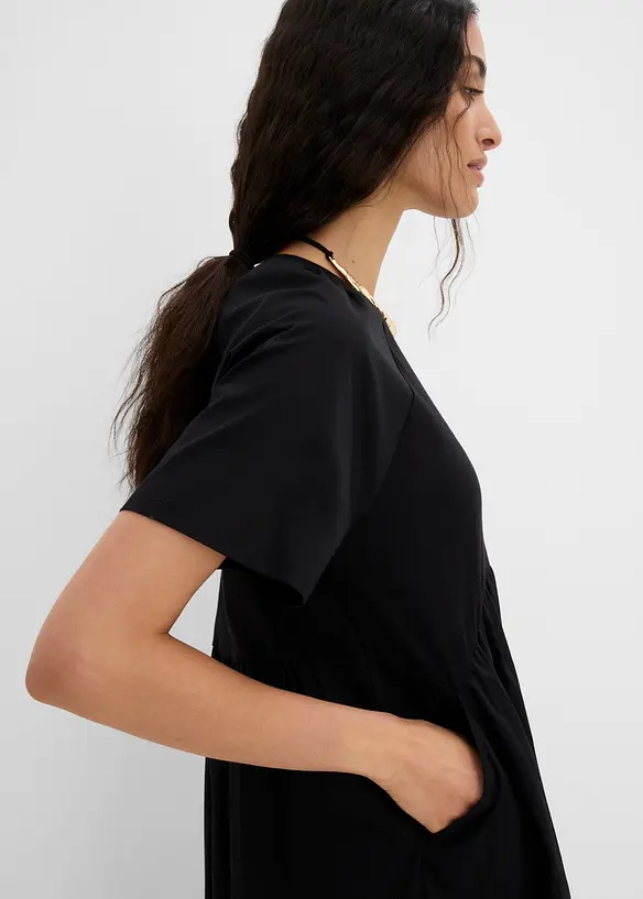 Abito midi in puro cotone con mix di materiali, bonprix
