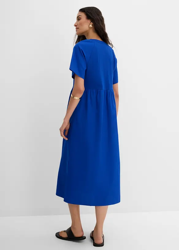 Abito midi in puro cotone con mix di materiali, bonprix
