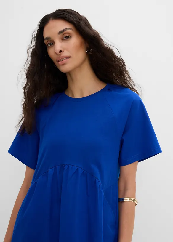 Abito midi in puro cotone con mix di materiali, bonprix