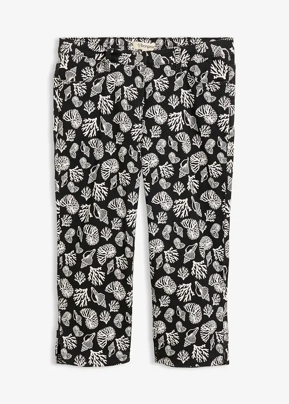 Pantaloni capri in cotone elasticizzato, bonprix