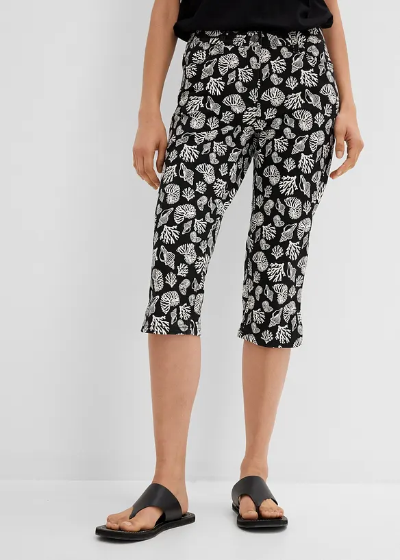 Pantaloni capri in cotone elasticizzato, bonprix