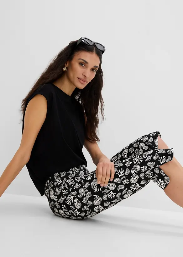 Pantaloni capri in cotone elasticizzato, bonprix