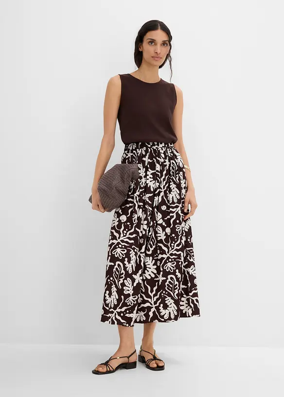 Gonna midi in misto viscosa fluido, bonprix