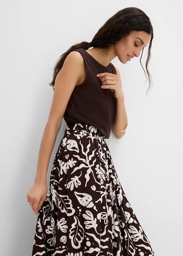 Gonna midi in misto viscosa fluido, bonprix