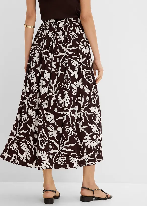 Gonna midi in misto viscosa fluido, bonprix