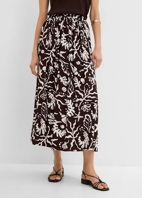 Gonna midi in misto viscosa fluido, bonprix