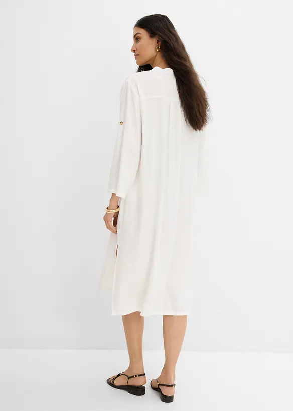 Abito midi in misto lino, bonprix