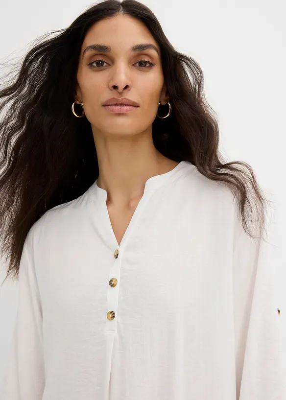 Abito midi in misto lino, bonprix