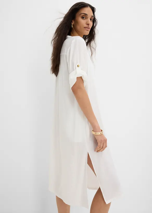 Abito midi in misto lino, bonprix