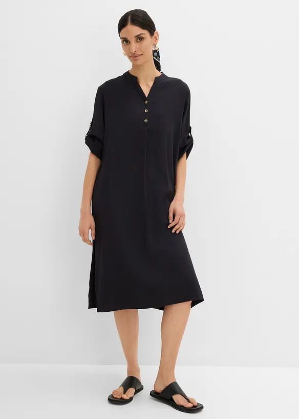 Abito midi in misto lino, bonprix