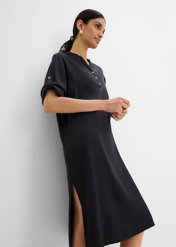 Abito midi in misto lino, bonprix