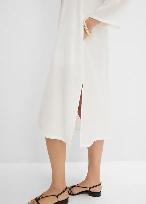 Abito midi in misto lino, bonprix