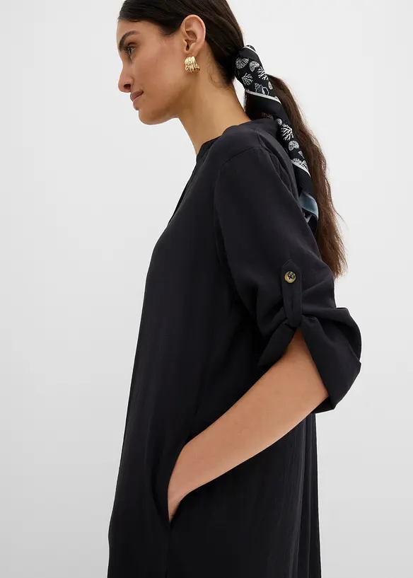 Abito midi in misto lino, bonprix