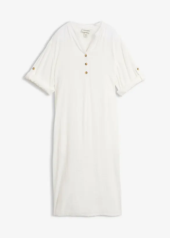 Abito midi in misto lino, bonprix