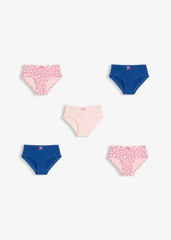 Panty con piccolo fiocco in satin e cotone morbido (pacco da 5), bonprix