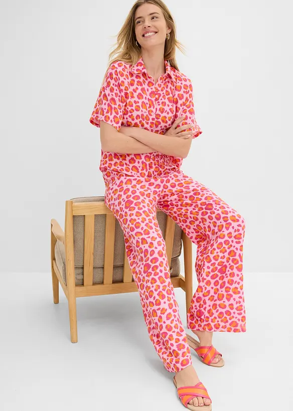 Pantaloni con elastico in vita in mussola vaporosa, bonprix