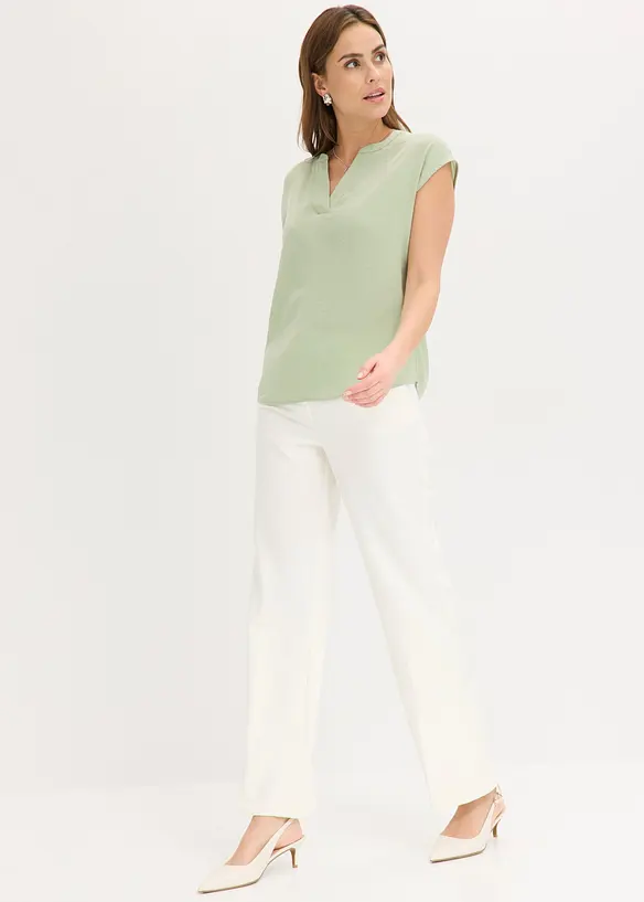 Blusa in satin a maniche corte, taglio morbido a spalle scese, bonprix