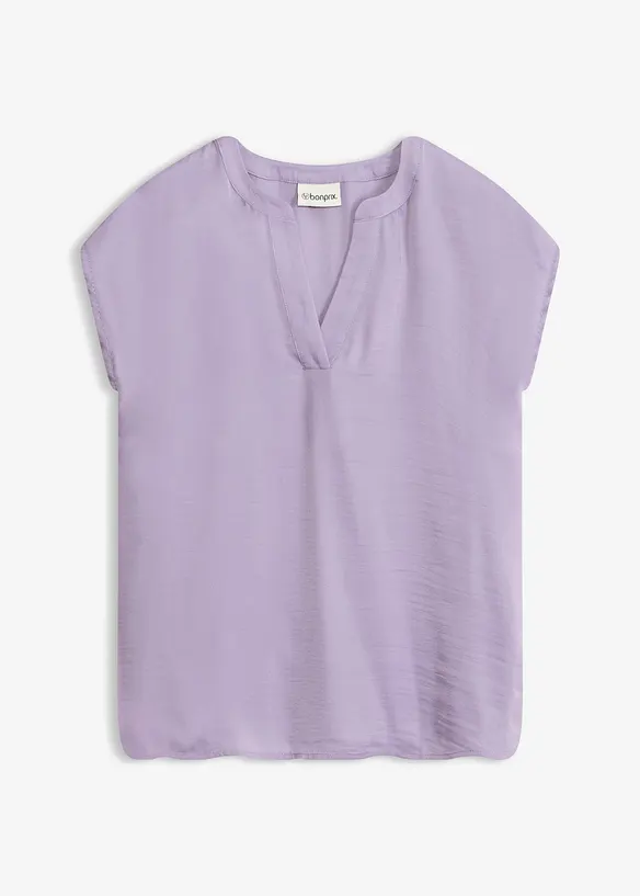 Blusa in satin a maniche corte, taglio morbido a spalle scese, bonprix