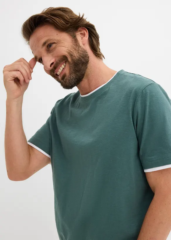 T-shirt effetto 2 in 1 in filato fiammato, bonprix