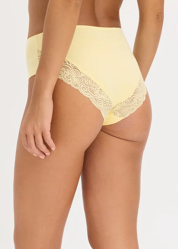 Panty con cotone morbido e bordo in pizzo (pacco da 4), bonprix