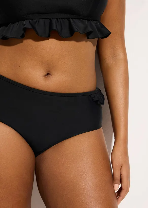 Slip a vita alta per bikini con ruches, asciugatura rapida, bonprix
