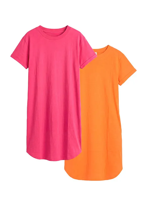 Abito leggero in jersey fiammato di cotone biologico (pacco da 2), bonprix