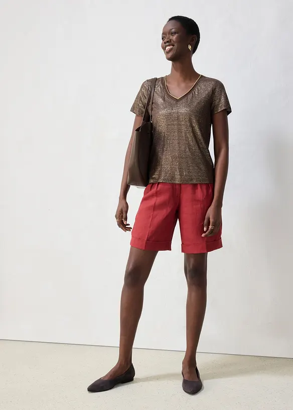 Maglia in puro lino con lurex, bonprix
