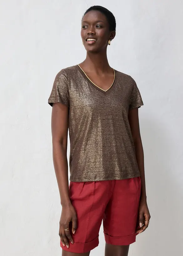 Maglia in puro lino con lurex, bonprix