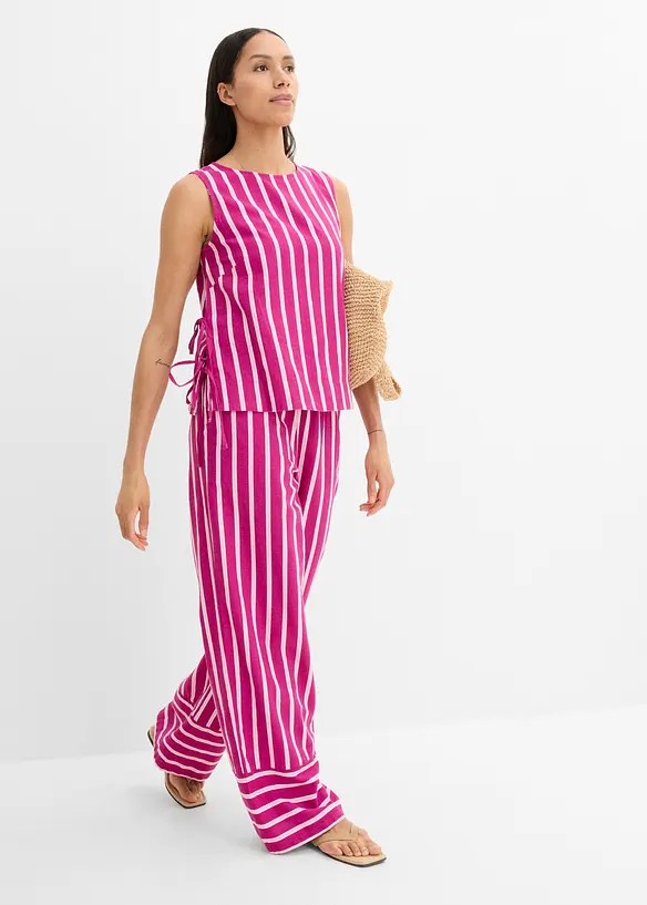Top a righe in misto lino, bonprix