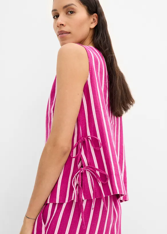 Top a righe in misto lino, bonprix